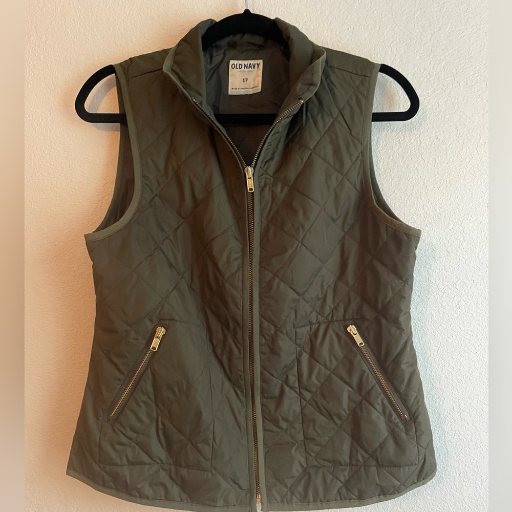 Olive Green Quilted Vest, Thin Puffer Vest, Fashion Vest